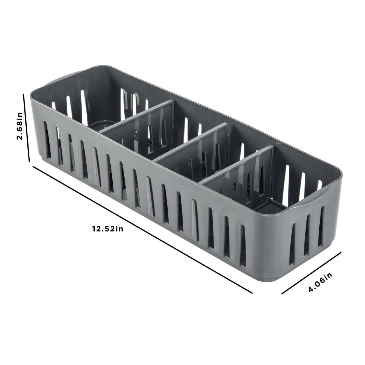 Simplify Confezione da 2 contenitori impilabili a 4 scomparti con divisori regolabili | Organizer per cassetti | Cesto portaoggetti | Ideale per ufficio | Forniture da scrivania | dormitorio | Bagno |