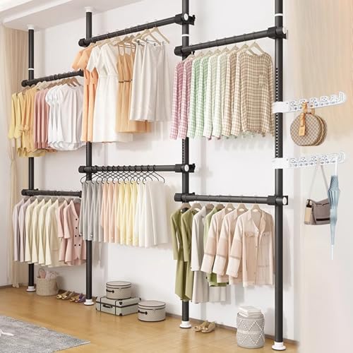 Teleskop garderobensystem, Teleskopstange Kleiderständer Mit...
