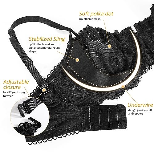 DotVol Women's Push Up Unlined Lace Sheer Underwire Multiway Everyday Bra3