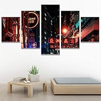 SIGNWIN 5 Panel Canvas Wall Art Street View for Home Decorations Ready to Hang - 60