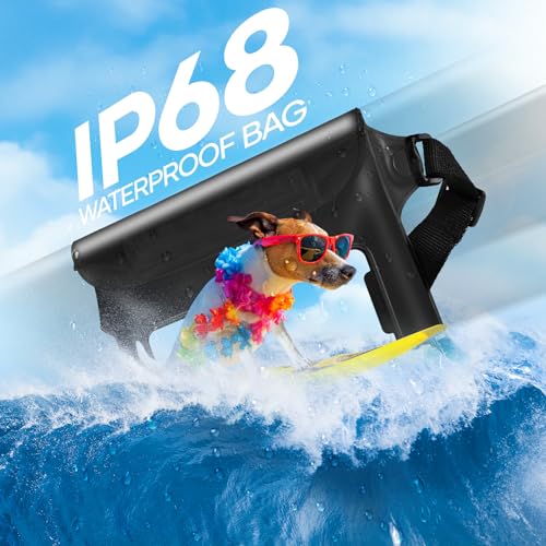 Image of Waterproof Bag for Beach, Waterproof Pouch for Phone Passport Purse, Fanny Packs for Women, Floating Dry Bags for Cruise Ship Travel Water Park Surfing Boating Fishing Black 2 Pack