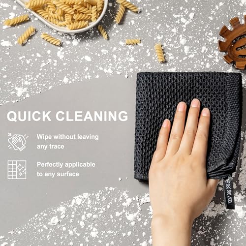 Image of 100% Cotton Kitchen Dish Cloths, 8-Pack Waffle Weave Ultra Soft Absorbent Dish Towels Washcloths Quick Drying Dish Rags, 12x12 Inches, Black
