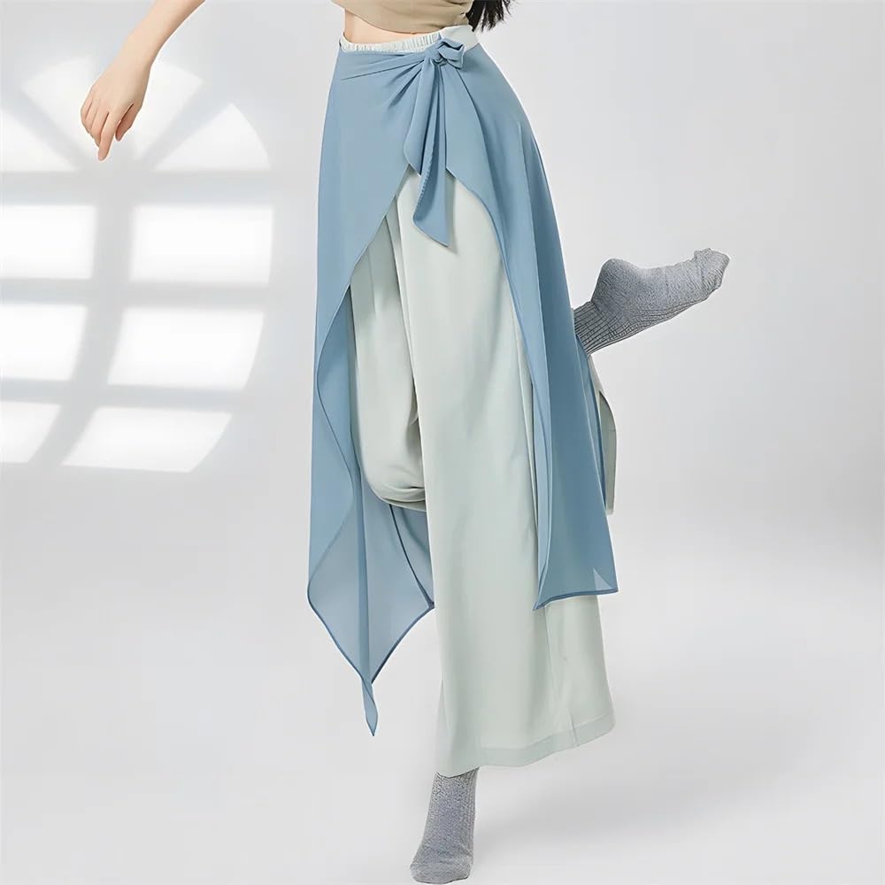 Pantalón de Baile Moderno for Mujer, Pantalones Holgados de Gasa de Pierna Ancha de Cintura Alta, práctica for Mujer