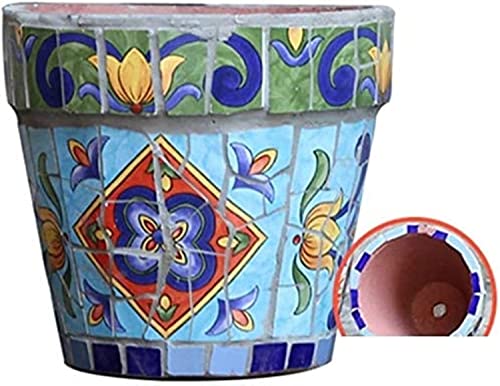 Pot de fleurs mexicain rétro vert carré en céramique pour bonsaï