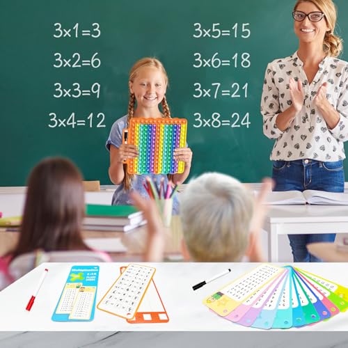 Image of Multiplication Flash Cards + Pop Fidget Multiplication Chart, Times Table Educational Flashcard 3rd Grade, 4th, 5th, 6th Grade for Kids Home School