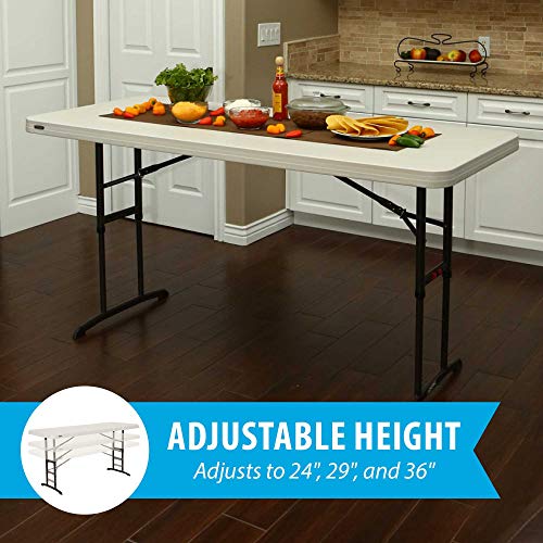 Lifetime 80565 Adjustable Height Folding Utility Table, 6-foot, Almond