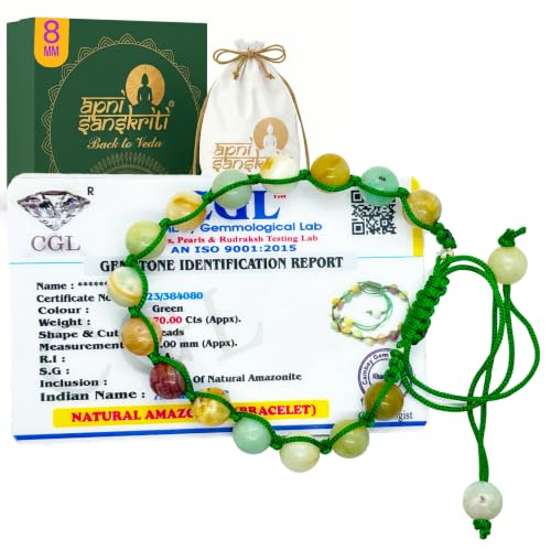 Image of Apnisanskriti Premium Lab Certified Round Crystal Gem Stone Beads Bracelet (8mm, AAA Quality, Free Size)