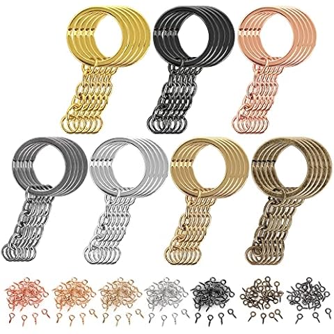 35 Stück Schlüsselanhänger Metall Split Schlüsselringe Basteln Set Ringe mit Silberkette 180 Stück Schrauböse Pins Bulk DIY Kunsthandwerk für die Schmuckherstellung Schlüsseletui Dekoration Cover