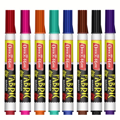 Image of Soni Officemate Fabric Marker | Pack of 8 (Mix Colour)|Wash-Resistant Ink | Ideal for Fabric Art | 4.43 mm Bullet Tip