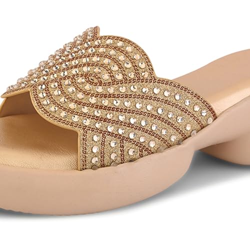Image of Centrino Women's Sandals | Stylish Slip-On Sandals for Ladies |Elegant Slide Sandals with Butterfly Studded Embellishment Design | Lightweight and Durable Fashion Footwear (9310)