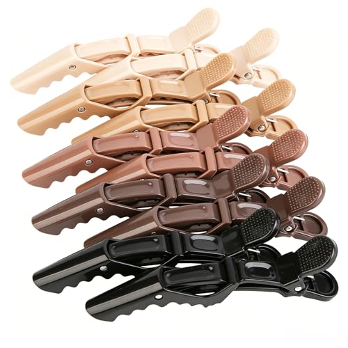 HH&LL Professional Alligator Hair Clips 10 Pack Large Styling Sectioning Clips in Neutral Earth Tones Non-Slip Double-Hinged Design Barber Clips for Thick Hair Coloring & Cutting - Smooth Finish