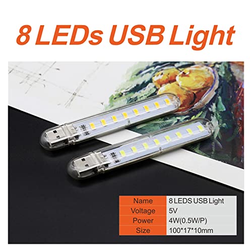 Mini veilleuse USB 8 LED blanche pour lire au lit sur ordinateur