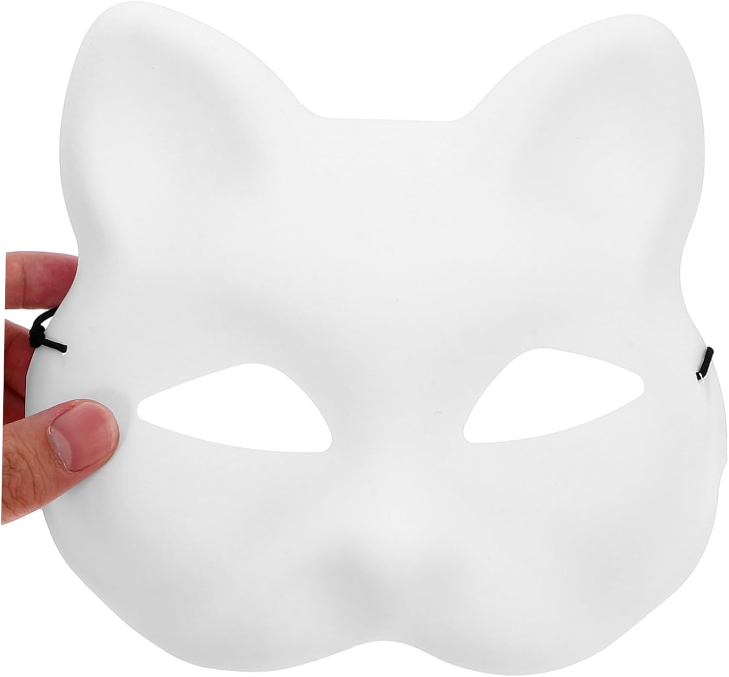 Holibanna 1Set DIY Paintable for Creative Crafting Blank Half Face Masks for Halloween Cosplay Masquerade Activities Includes Adhesive Fur Strips