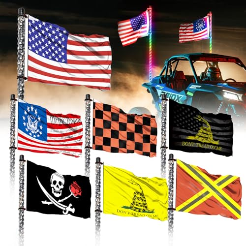 TKBEAM 7 PCS 12x18 Inches Offroad Flags Whip Flags for UTV Attach to Whip Lights or Flag Poles Double Sided Dune Flag suitable for for UTV ATV Jeep Off-Road RZR Polaris Truck Boat and 4X4 Sand Buggy