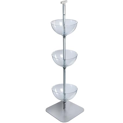Azar Displays 751403 Product Display Bowls for Retail Stores - Stacked Bowls with Rack & Flat Base - Floor Standing Tiered Bowls - Mobile Product Display Stand - Produce Merchandisers