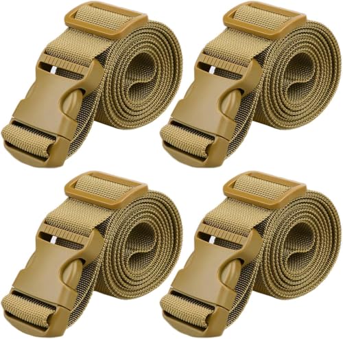 Image of MAGARROW 1.5 inch Utility Luggage Straps with Buckle Adjustable, 4-Pack (Tan, 1.5 in x 4.5 ft)