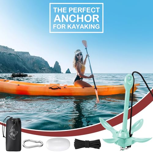 Image of Lounsweer 2 Pack 1.5 /3.5 lb Marine Kayak Anchor Kit Folding Grapnel Anchor Kit Boat Kayak Fishing Accessories for Small Boats Kayaks Canoe Paddle Boards