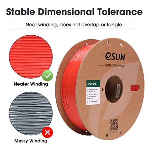 Image of eSUN PLA Filament 1.75mm, High Toughness 3D Printer Filament Upgraded PLA Filament, Dimensional Accuracy + /- 0.03mm, 1KG Cardboard Spool (2.2 LBS) 3D Printing Filament for 3D Printers, Red