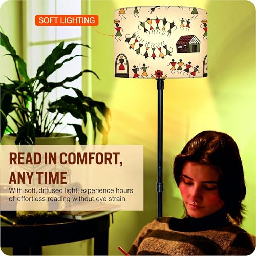 Image of Rellon Floor Lamp for Living Room with Decorative Metal Floor Lamp Standing Home Decoration Floor JuteLamp Shade Reading for Bedroom, Office,Kitchen (A3)