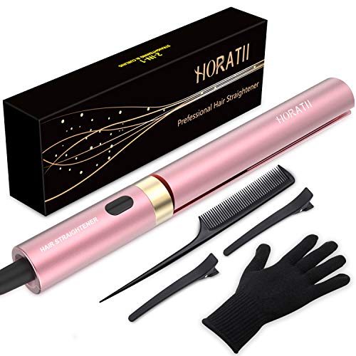 Hair Straightener and Curling Iron 2 in 1 for Hair Styling, Tourmaline Ceramic Flat Iron for All Hair Types Real-Time Temperature Display 2020 Latest Professional Version (Pink) (Pink)