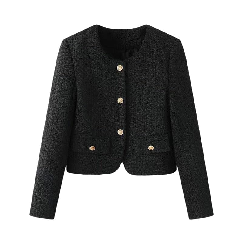 Veste d'extérieur en tweed noir idéale pour vos sorties chics en ville