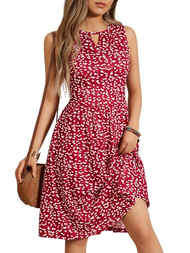 Image of GUBERRY Womens Summer Dress Sleeveless Crewneck Flowy Sun Dresses Casual Midi Dresses with Pockets