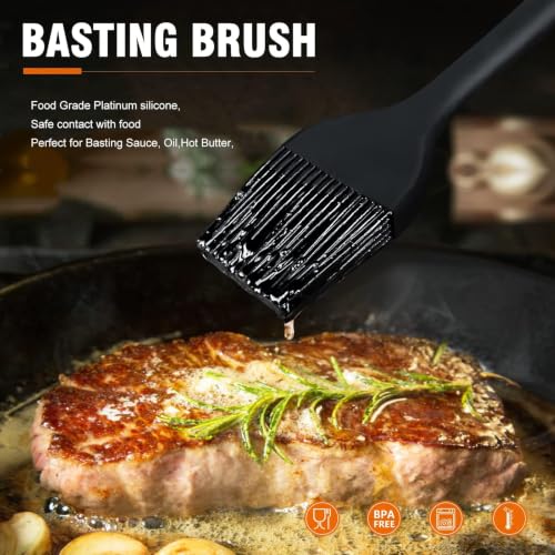 Image of Walfos Silicone Pastry Brush, 600℉ Heat Resistasnt Basting Oil Butter Sauce Brush for Baking,BBQ Grill,Kitchen Cooking,BPA Free and Dishwasher Safe (5 Pcs)