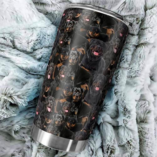 Wmeyiseyiy Rottweiler - Taza térmica de acero inoxidable de 20 onzas, doble pared, aislada al vacío, taza de café, con… - Imagen 5