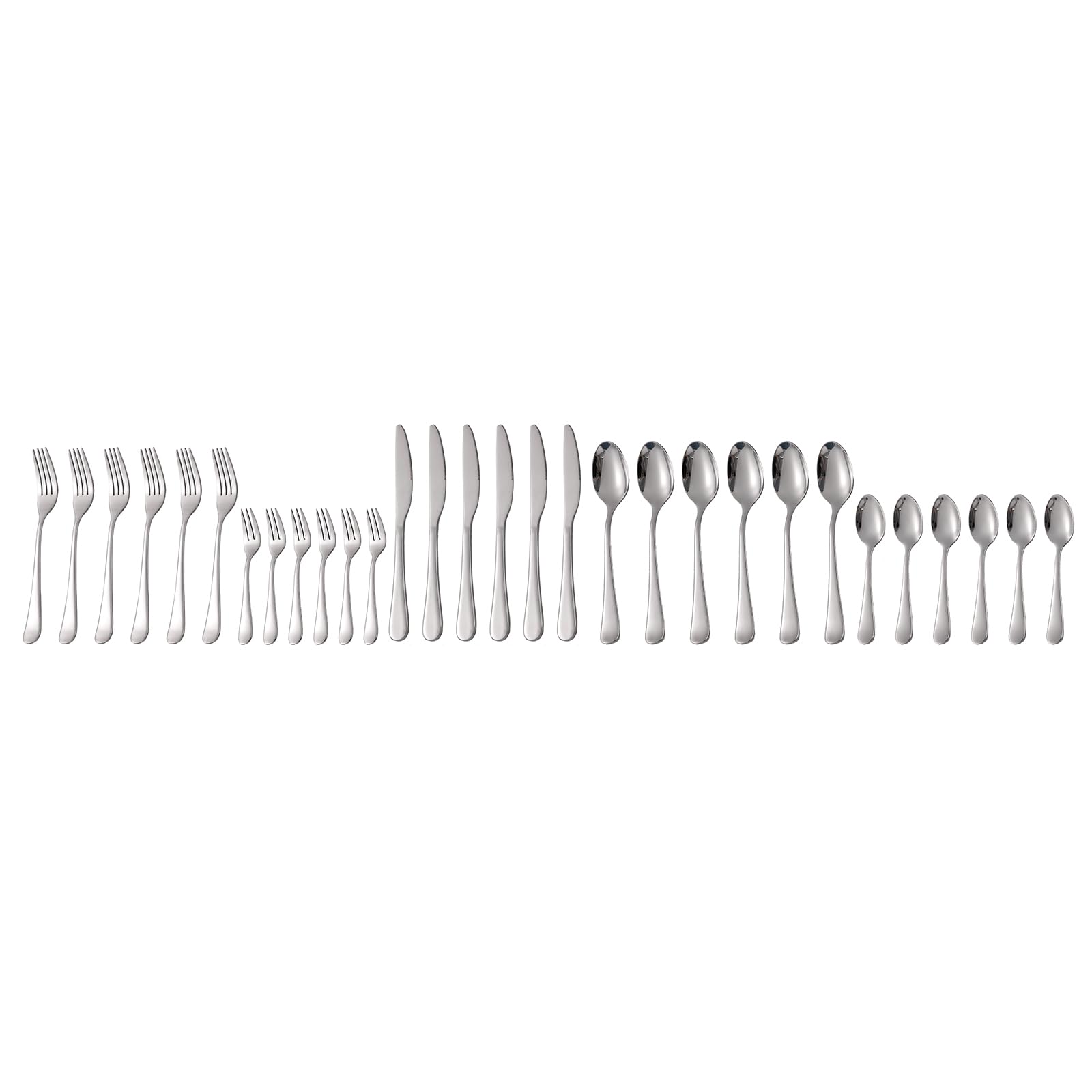 ECHTWERK Couverts de table Grado, 30 pièces, Couverts pour 6 personnes, Acier inoxydable 18/0, brillant, Set de couverts de haute qualité pour la table, lavable en machine