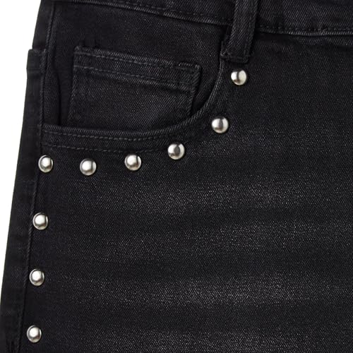 NO COMMENT Juniors Studded Straight Leg Jeans3