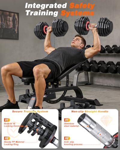 Image of Rendpas Adjustable Dumbbell Set, Quick Adjust Free Weights for Home Gym