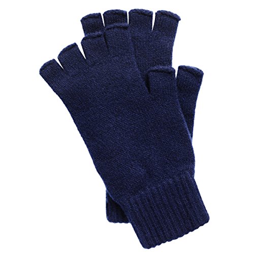 Men's Fingerless Cashmere Gloves made in Scotland (Navy Blue)