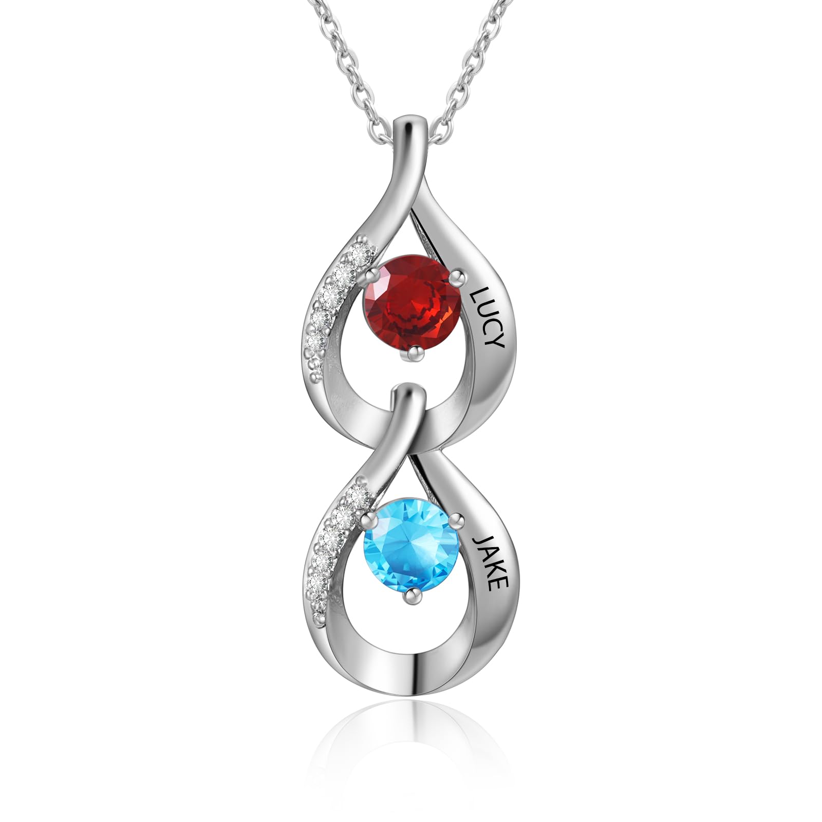 Mothers Day Gifts for Mom Birthstone Name Necklace Mother's Day Gifts for Women Personalized Necklaces Customized Twisted 2-7 Mothers Necklace with Birthstones