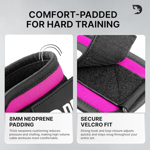 Image of DMoose Ankle Strap for Cable Machine - One Size Fit with Premium Padding, Workout Kickback Ankle Cuffs, Ankle Bands for Working Out, Booty Workouts, Leg Extension, Hip Abductors & Lower Body Exercises