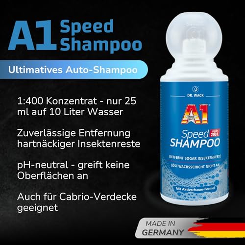 DR. WACK - A1 Speed Shampoo 500 ml - Effektiver Autoreiniger mit Aktivschaum-Formel - Gründliche & schonende Entfernung hartnäckiger… – Ansicht 2