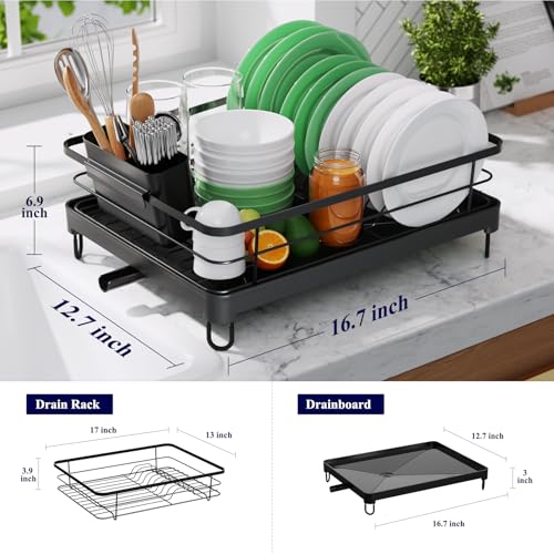 image for Kitsure Dish Drying Rack for Kitchen Counter, Stainless Steel Sink Org