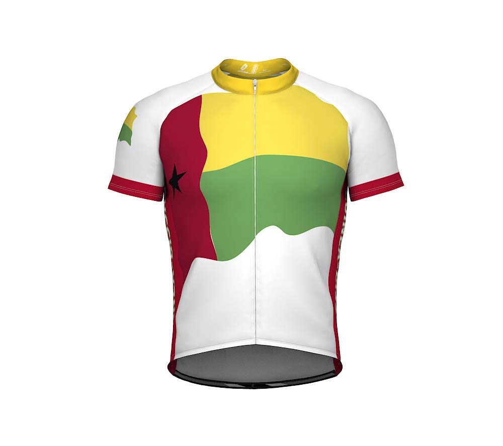 ScudoPro Guinea-Bissau Emblem Full Zipper Bike Short Sleeve Cycling Jersey for Men - Size M Multicolored