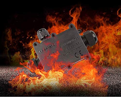 Waterproof Ip68 Junction Box, Electric Box, Electrical Box, 4 Way Plug Line M20 Coaxial Cable Connector Wire Range 4 To 9Mm, 9 To 12Mm Outdoor External Electric Power Cord Boxes (Black) (4 Way, 1 Pc) #TOP6