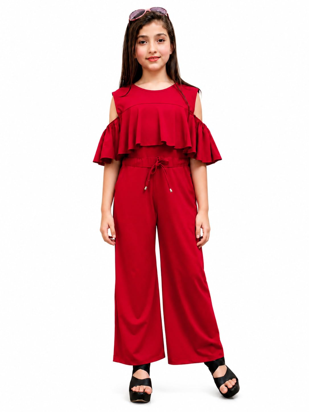 OF-Girls Round Neck Cold-Shoulder Sleeves Basic Jumpsuit-200-image-45