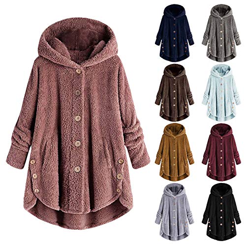 Generisch Chaqueta de peluche para mujer, chaqueta de forro polar con capucha, chaqueta de otoño, chaqueta de invierno, chaqueta de entretiempo, chaqueta de forro polar, chaqueta mullida, cálida