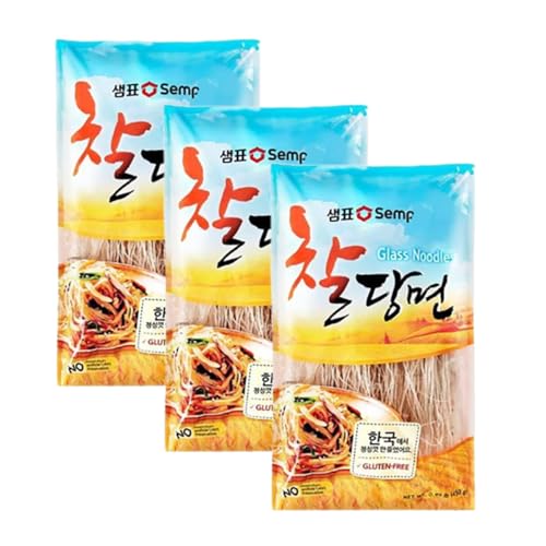YIJIA | Pack 3 x 450g Tallarines de Cristal de Tapioca para Japchae - Fideos Coreano transparente