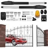 Jaxguom Azionamento automatico per cancello a battente, 600 kg, 2 cancelli a battente, massima porta 2,5 m/300 kg, con 6 telecomandi e sensore a raggi infrarossi e spia di avvertimento (50 Wx2)