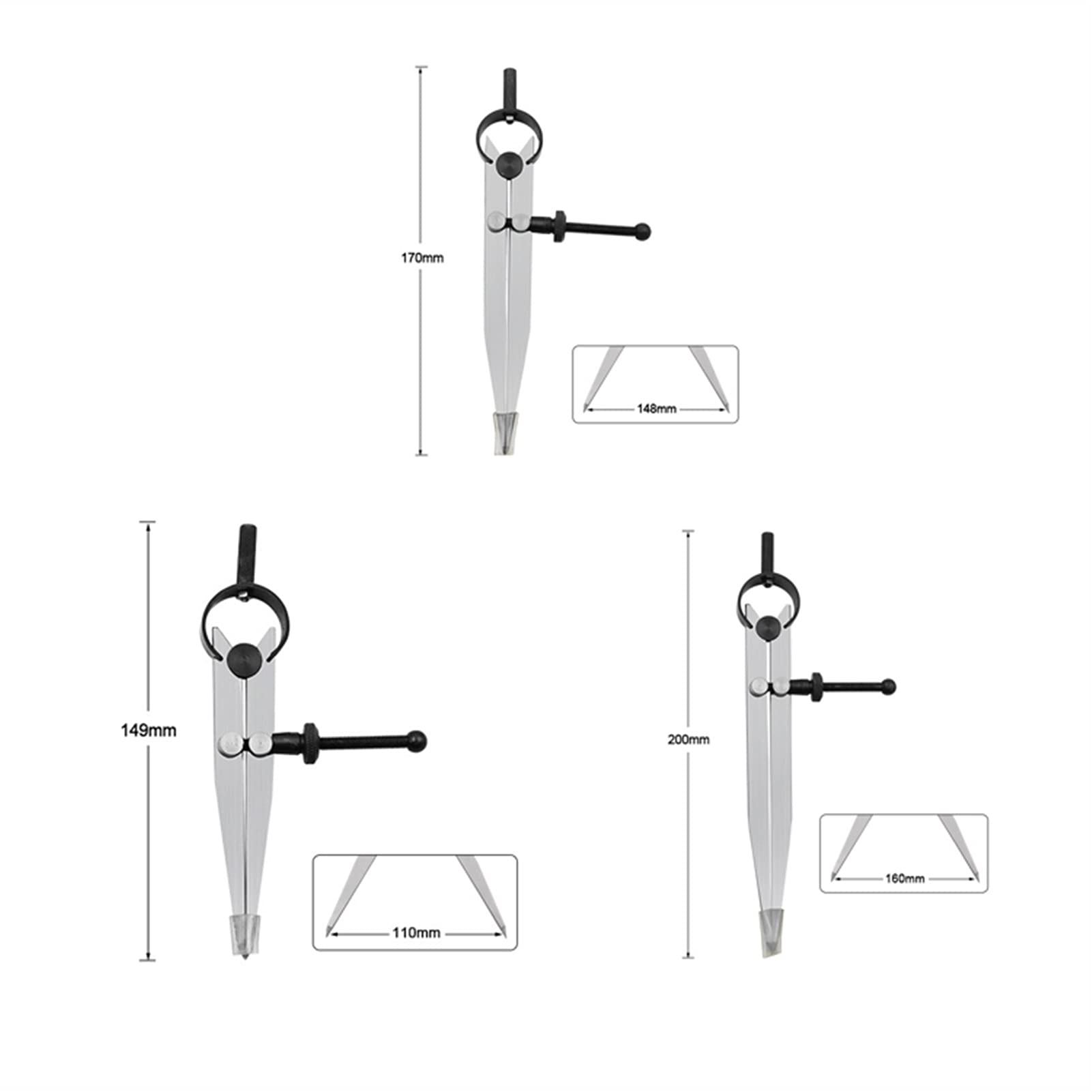 Compasso Strumento di spaziatura, Calibri di spaziatura Calibro di Passo Righello Misuratore Compasso da Disegno Industria del Legno Strumento per la Pelle Calibro di PAS，149mm