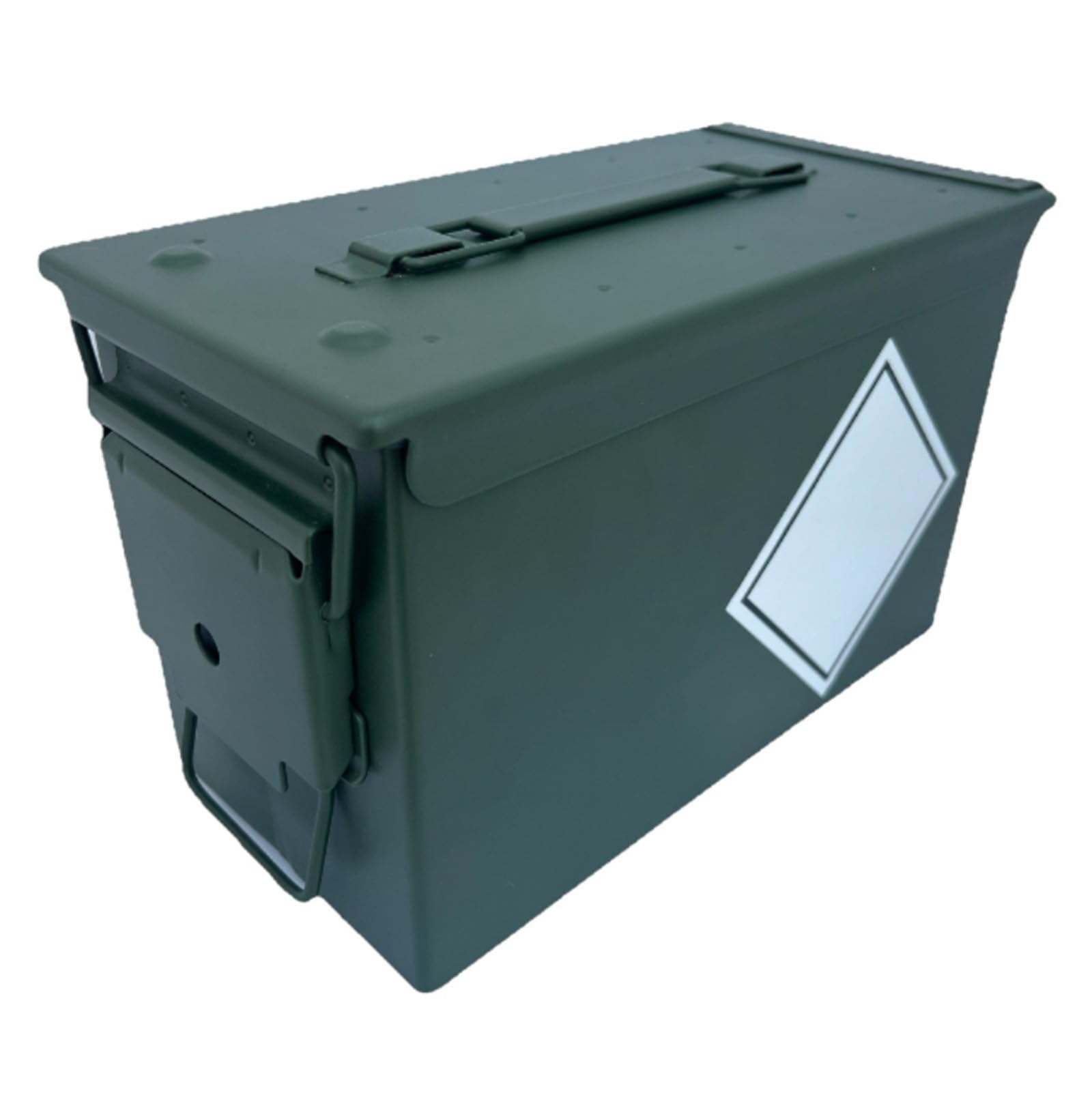 GREENZONE New .50 Cal Metal Military Army Ammo Tin with Stickers, Storage Box with Removable Hinged Lid & Rubber Waterproof Seal (Plain)