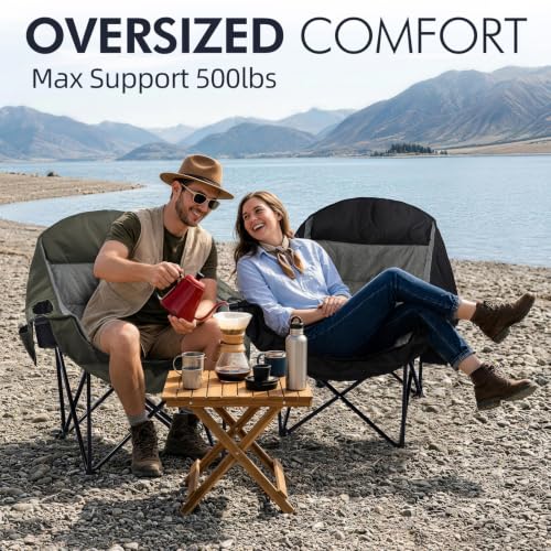 Image of Oversized Camping Chairs for Adults - Heavy Duty Padded Outdoor Camp Chair