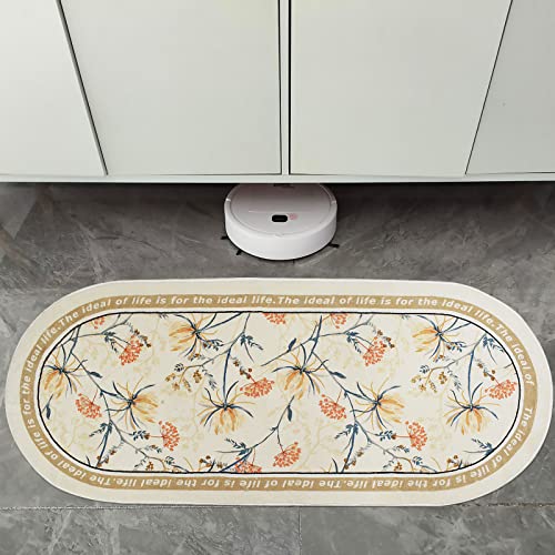 Abreeze Soft Oval Area Rugs For Bedroom Living Room,Floral Runner Rug Non Skid Washable Bedroom Rug Throw Rugs Floor Carpet For For Nursery Children Kids Girls Room Home Decorative 2'X5.3',Coffee #TOP7