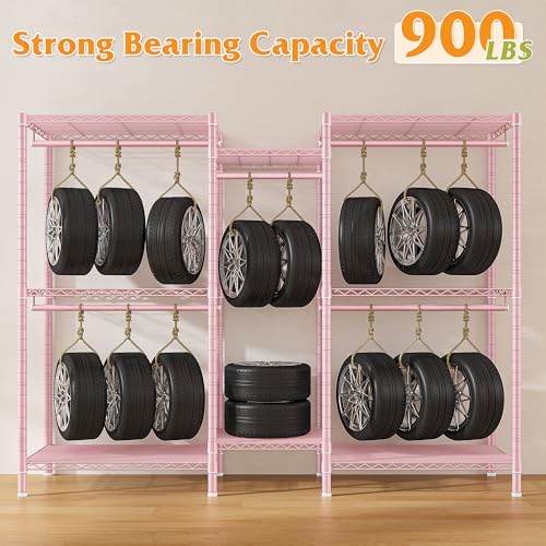 Image of Raybee Clothes Rack, Clothing Racks for Hanging Clothes, L Shaped Clothing Rack for Corner 900LBS Heavy Duty Clothes Rack Garment Rack 74.5 inch W X 18 inch D X 77 inch H, Pink