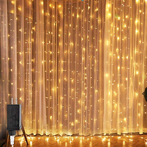 YINUO LIGHT 300 LED Curtain String Lights, 9.84 ft x 9.84 ft Plug in Low Voltage Fairy String Lights, Decorative Christmas Twinkle Lights for Bedroom, Parties, Wedding Backdrop, Dorm
