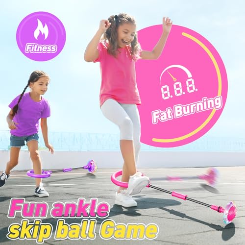 image for Flooyes Skip Ball for Kids, Ankle Skip Ball Toy with Counter, Timer an