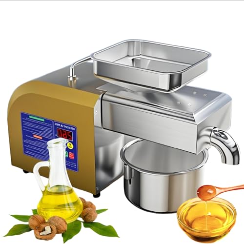 SgyGlyn Prensa de Aceite eléctrica automática, Prensa para aceites Esenciales, con Panel de Control Inteligente, Extractor de Aceite de nueces y Semillas de Acero Inoxidable 304